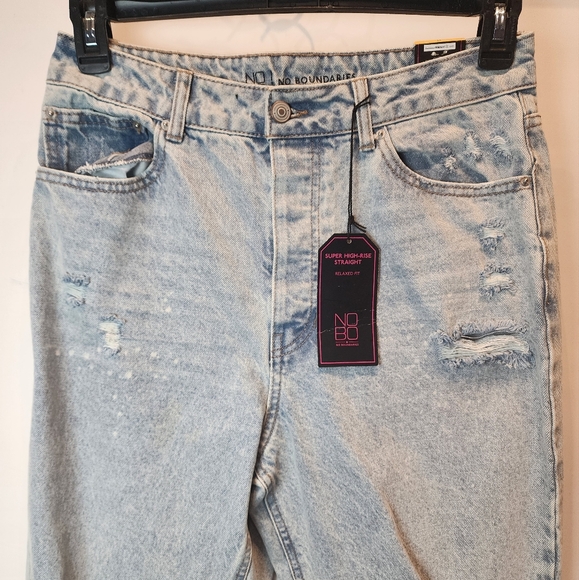 NoBo New Distressed Super High Rise Straight Jeans Size 11 - Picture 3 of 10